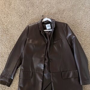 Zara Dark Brown Leather Jacket